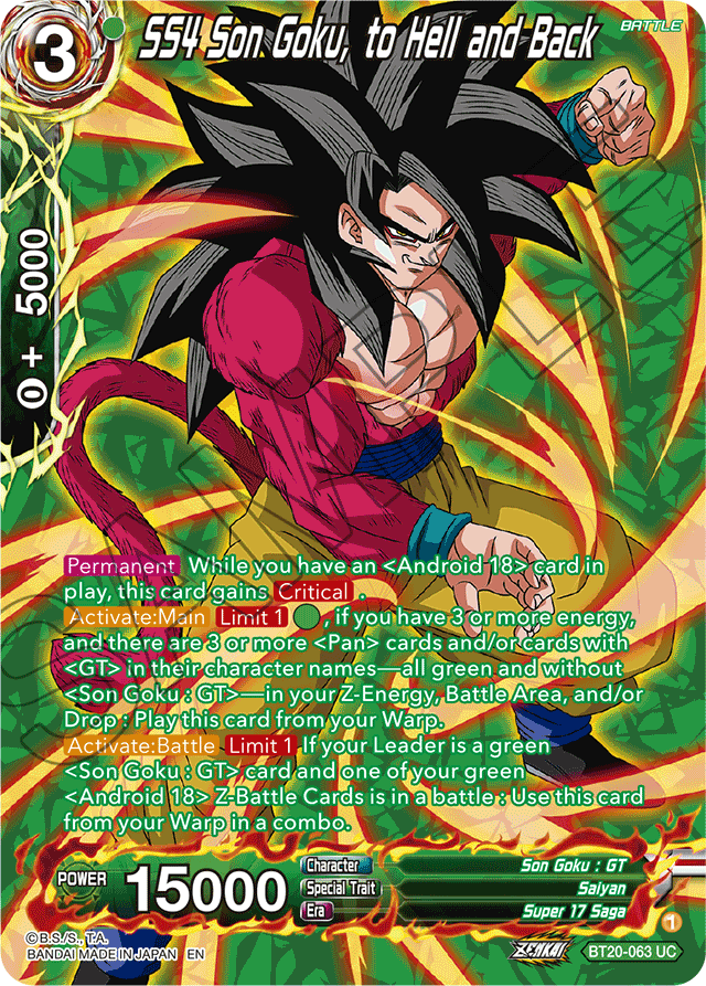 DBSCG-BT20C-063 UC SS4 Son Goku, to Hell and Back