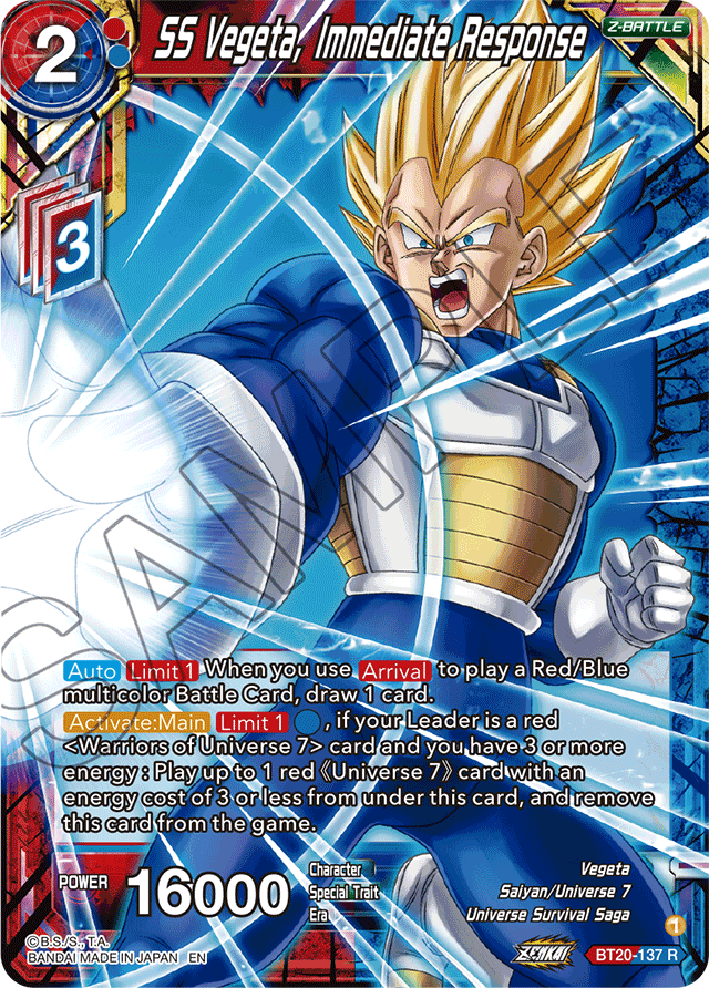 DBSCG-BT20-137 R SS Vegeta, Immediate Response