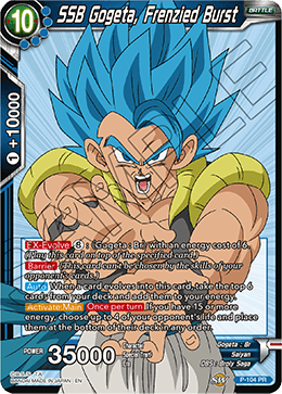 DBSCG P-104 PR SSB Gogeta, Frenzied Burst (BT6 Dash Pack)