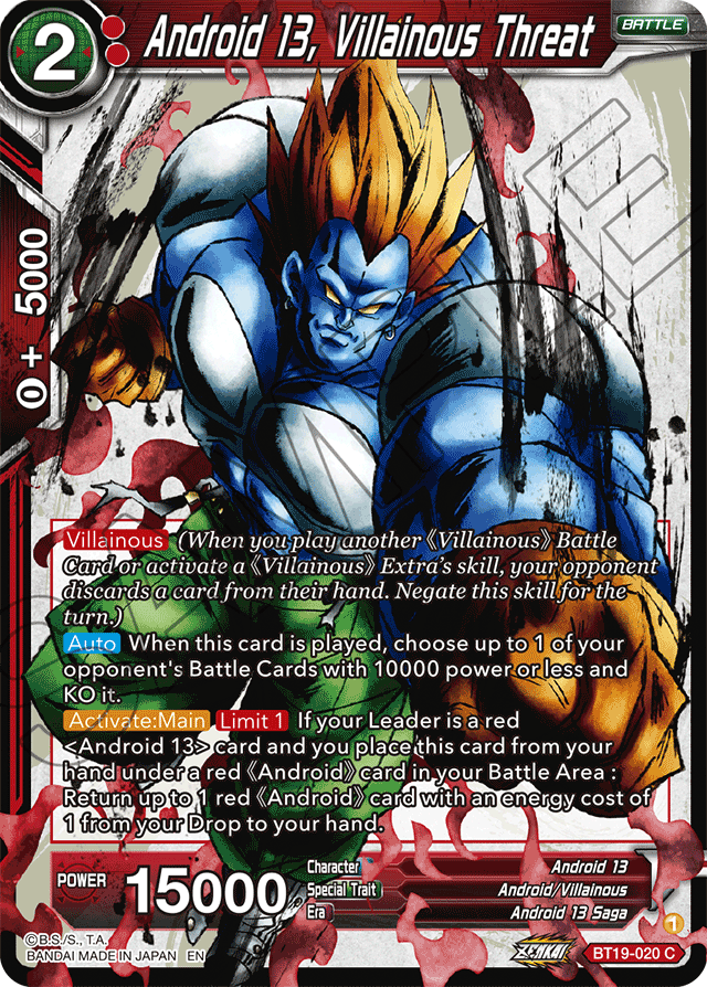 DBSCG-BT19-020 C Android 13, Villainous Threat