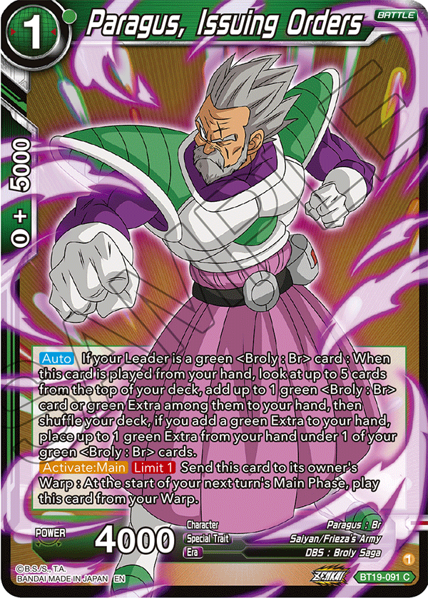 DBSCG-BT19-091 C Paragus, Issuing Orders